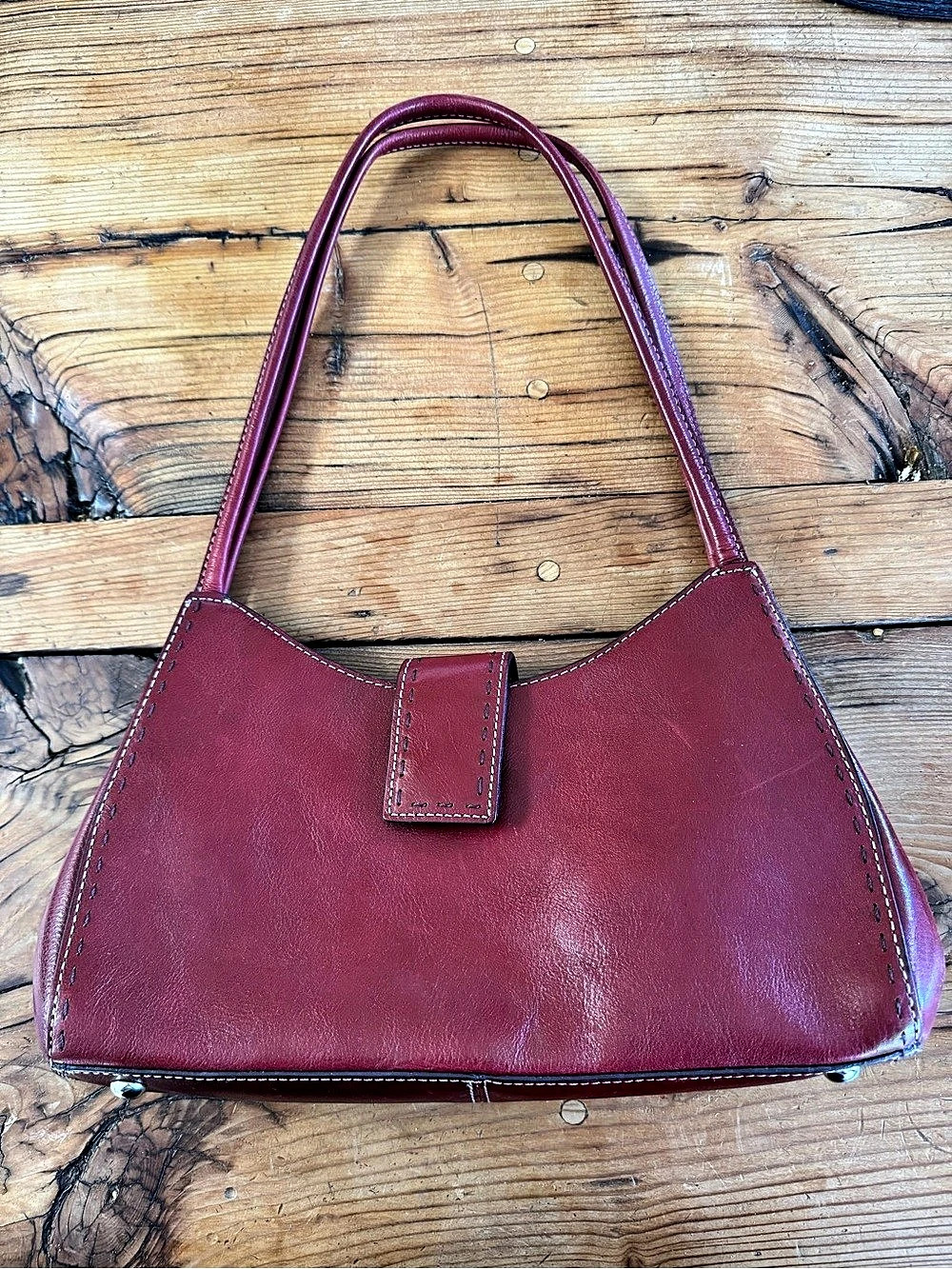 Fossil Red Leather-Look Shoulder Bag